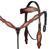 HILASON Western Horse Headstall American Leather Tan Dark Brown