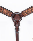 HILASON Western Horse Floral Headstall Breast Collar One Headstall Spur Strap Wither Strap American Leather Tack Set