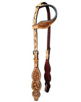HILASON Western Horse Floral Headstall Breast Collar One Headstall Spur Strap Wither Strap American Leather Tack Set