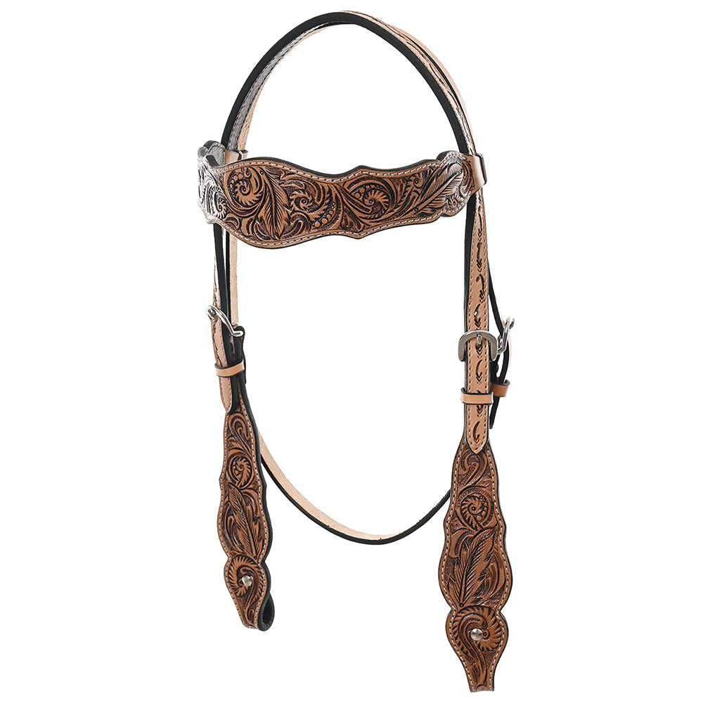 HILASON Western Horse Floral Headstall Breast Collar One Headstall American Leather Tack Set