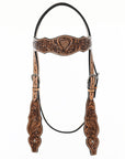 HILASON Western Horse Floral Headstall Breast Collar One Headstall American Leather Tack Set