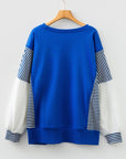Stripe Patchwork Long Sleeve Colorblock Sweatshirt