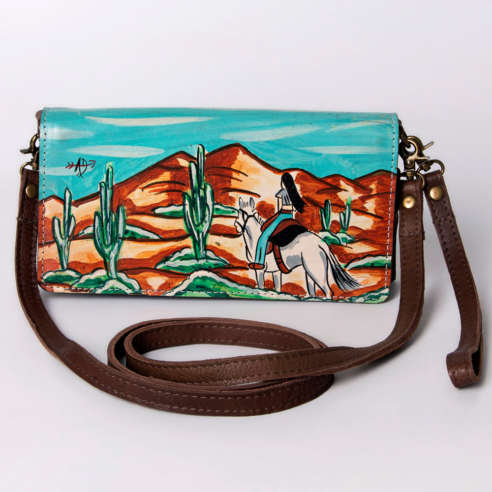 American Darling Organiser Hair-On Hand Tooled Genuine Leather Women Bag Western Handbag Purse