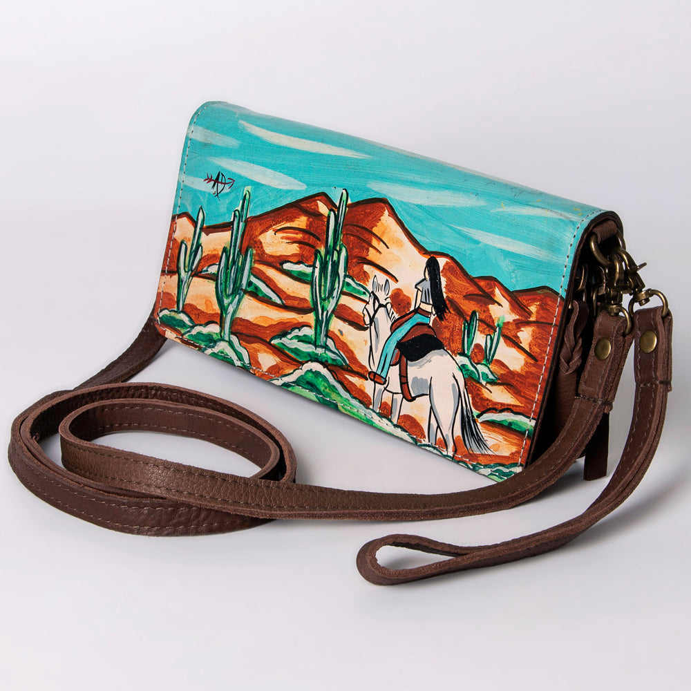 American Darling Organiser Hair-On Hand Tooled Genuine Leather Women Bag Western Handbag Purse
