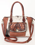 American Darling ADBGI187 Tote Hand Tooled Hair On Genuine Leather Women Bag Western Handbag Purse