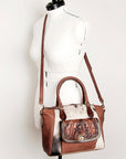 American Darling ADBGI187 Tote Hand Tooled Hair On Genuine Leather Women Bag Western Handbag Purse