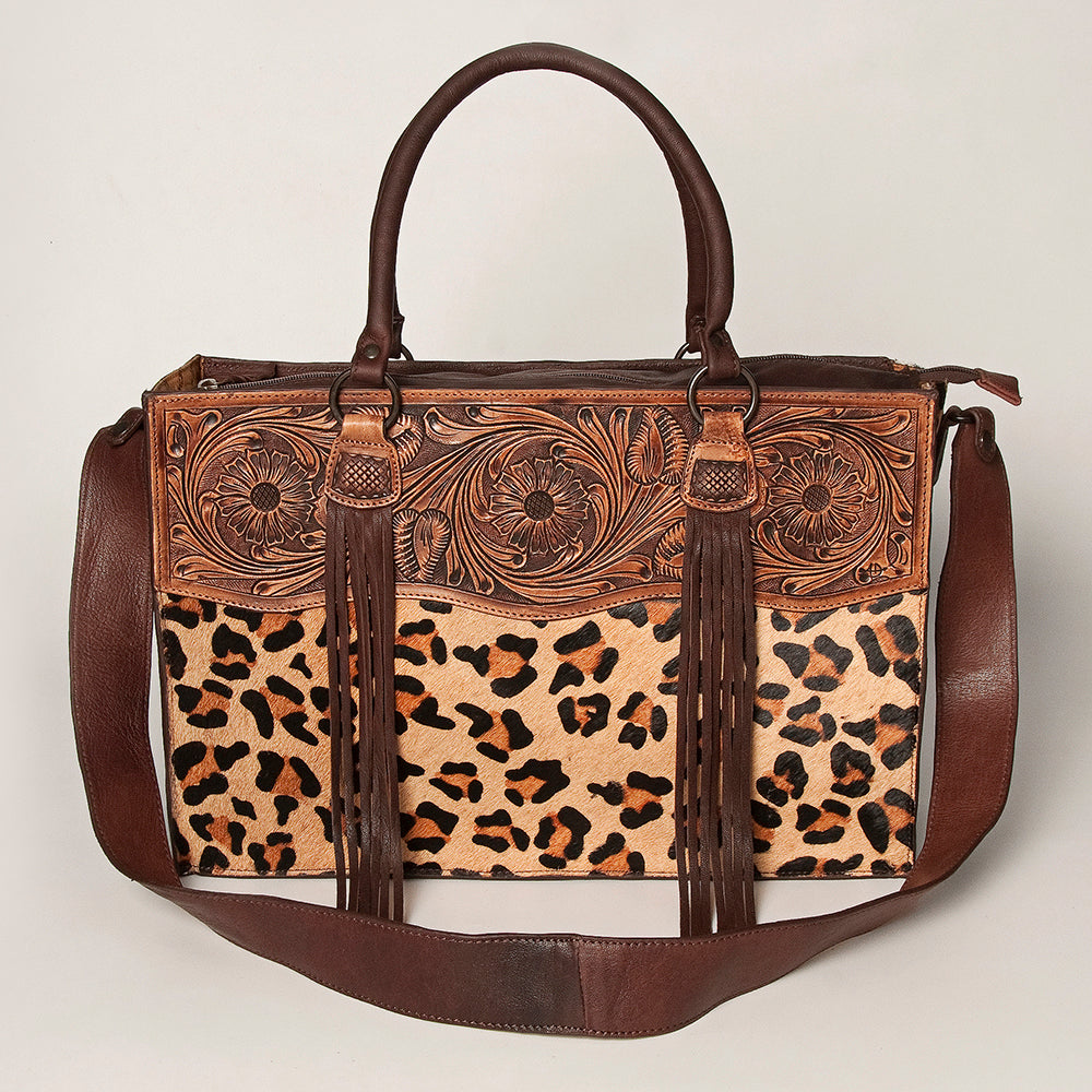 American Darling Tote Hand Tooled Hair On Genuine Leather Women Bag Western Handbag Purse