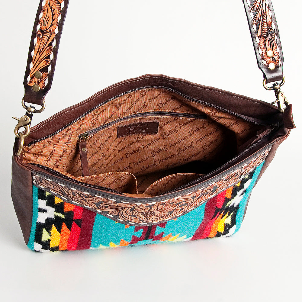American Darling Large Crossbody Hand Tooled Saddle Blanket Genuine Leather Women Bag Western Handbag Purse