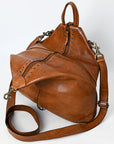 Spaghetti Western Swc194Tan Cross Body I Vintage Handmade Drum Dyed Genuine European Cowhide Leather Women Bag Western Handbag Purse