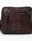Spaghetti Western Swc199Brn Coin Purse Vintage Handmade Drum Dyed Genuine European Cowhide Leather Women Bag Western Handbag Purse