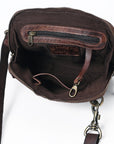 Spaghetti Western Swc199Brn Coin Purse Vintage Handmade Drum Dyed Genuine European Cowhide Leather Women Bag Western Handbag Purse
