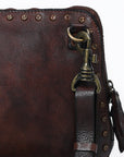 Spaghetti Western Swc199Brn Coin Purse Vintage Handmade Drum Dyed Genuine European Cowhide Leather Women Bag Western Handbag Purse