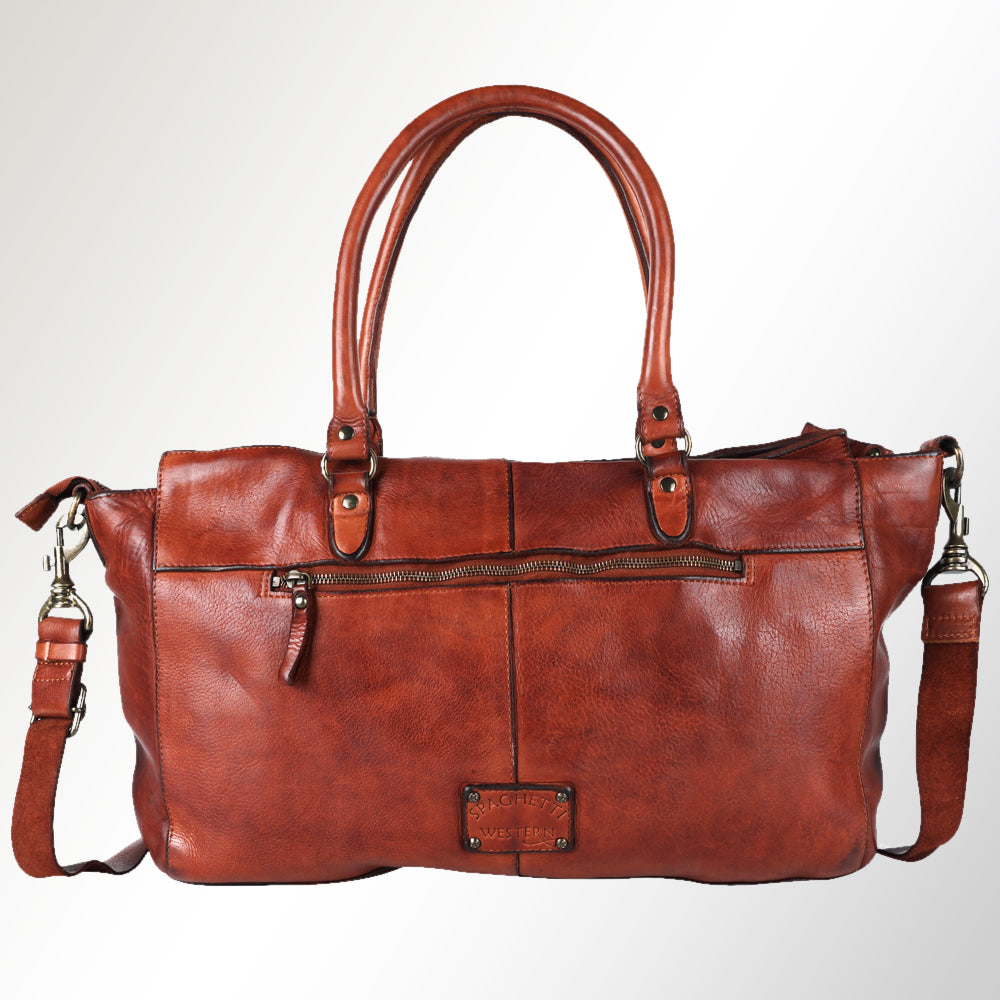 Spaghetti Western Swc185Cg Tote Vintage Handmade Drum Dyed Genuine European Cowhide Leather Women Bag Western Handbag Purse