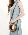 American Darling Canteen Bag Hand Tooled Hair on Genuine Leather Western Women | Handbag Purse Travel Clutch