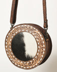 American Darling Canteen Bag Hand Tooled Hair on Genuine Leather Western Women | Handbag Purse Travel Clutch