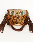 American Darling ADBGA176A Clutch Hand Tooled Hair On Genuine Leather Women Bag Western Handbag Purse