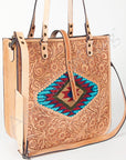 American Darling ADBGH103A Tote Hand Tooled Saddle Blanket Genuine Leather Women Bag Western Handbag Purse