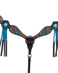 Bar H Equine American Leather Horse Saddle Tack One Ear Headstall | Breast Collar | Browband Headstall | Wither Strap | Tack Set for Horses BER114