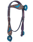Bar H Equine American Leather Horse Saddle Tack One Ear Headstall | Breast Collar | Browband Headstall | Wither Strap | Tack Set for Horses BER114