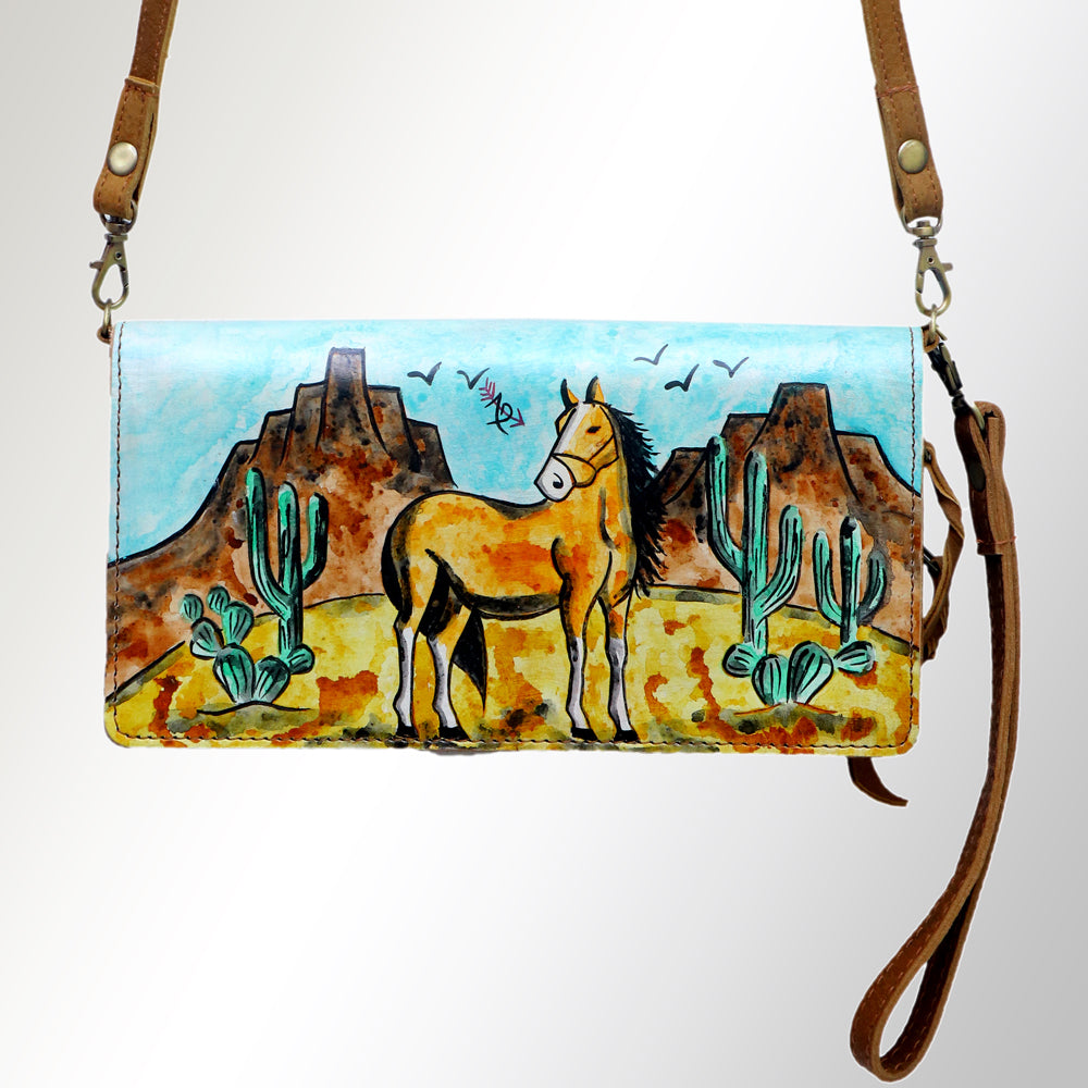 American Darling Organiser Hair-On Hand Tooled Genuine Leather Women Bag Western Handbag Purse