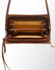 American Darling Organiser Hair-On Hand Tooled Genuine Leather Women Bag Western Handbag Purse