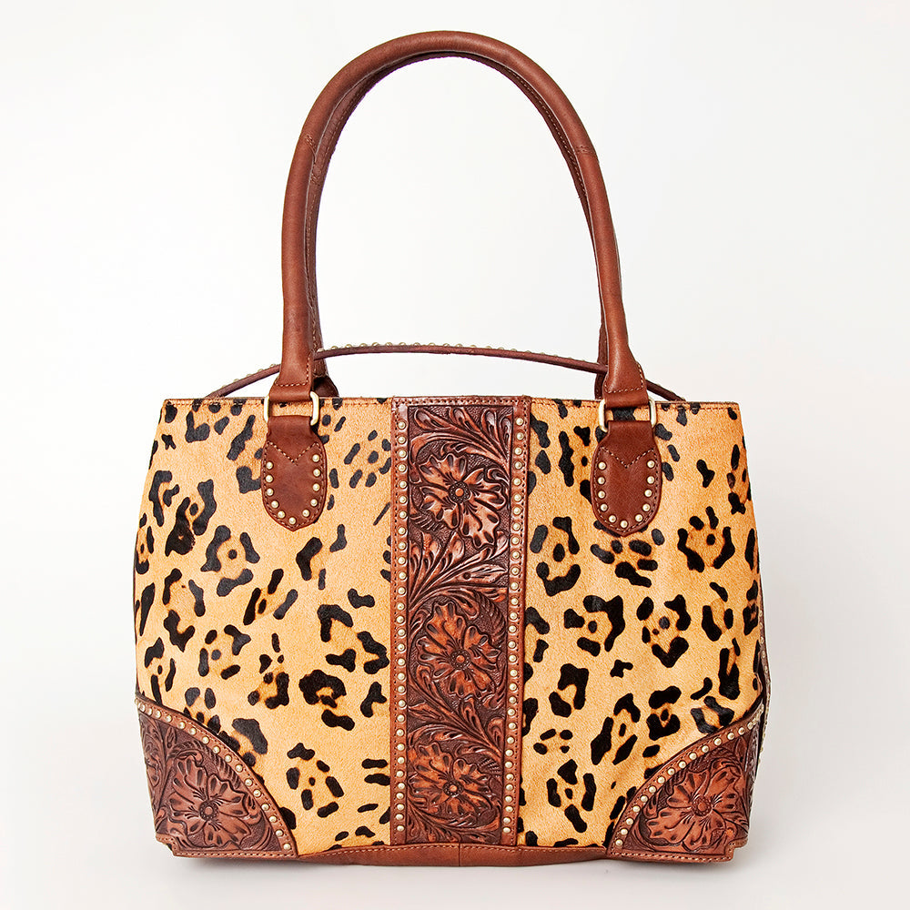 American Darling Tote Hand Tooled Hair On Genuine Leather Women Bag Western Handbag Purse