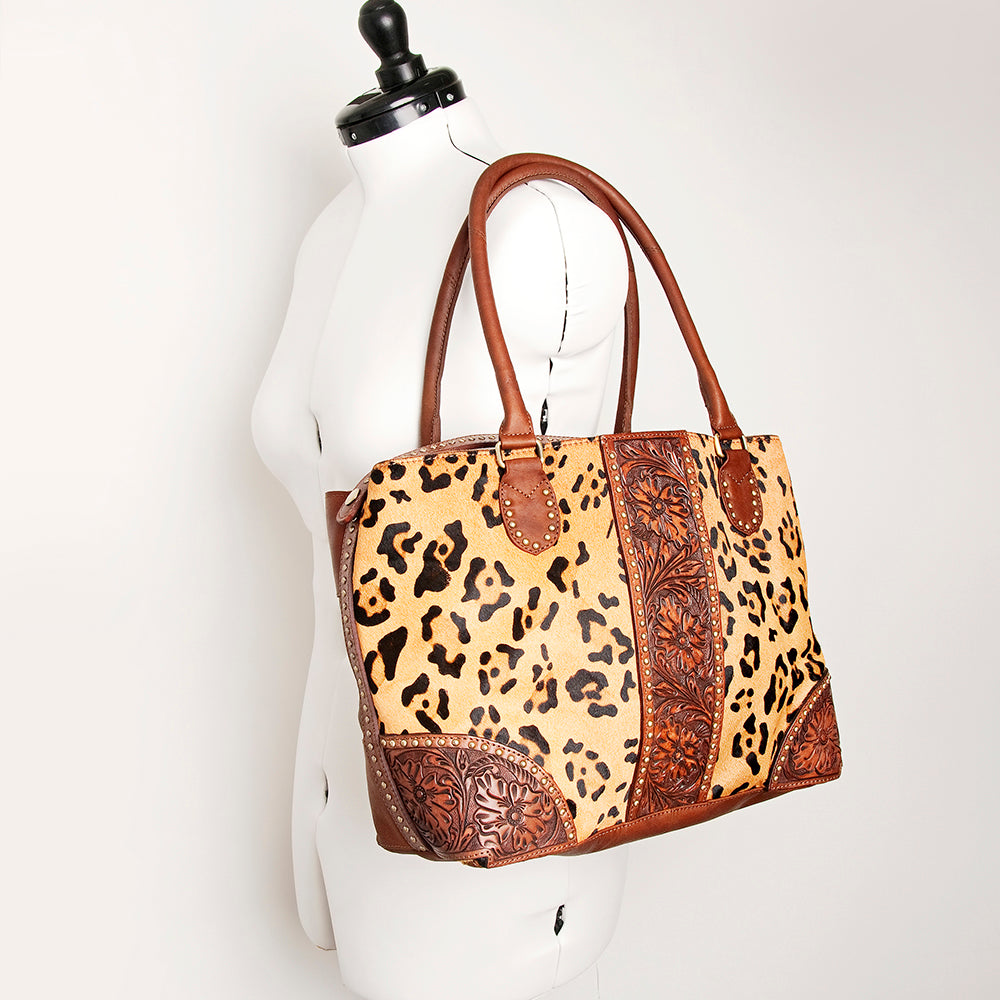 American Darling Tote Hand Tooled Hair On Genuine Leather Women Bag Western Handbag Purse