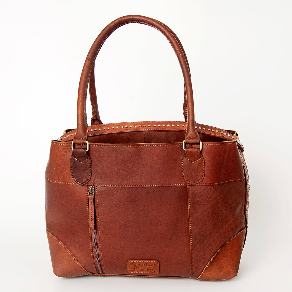 American Darling Tote Hand Tooled Hair On Genuine Leather Women Bag Western Handbag Purse