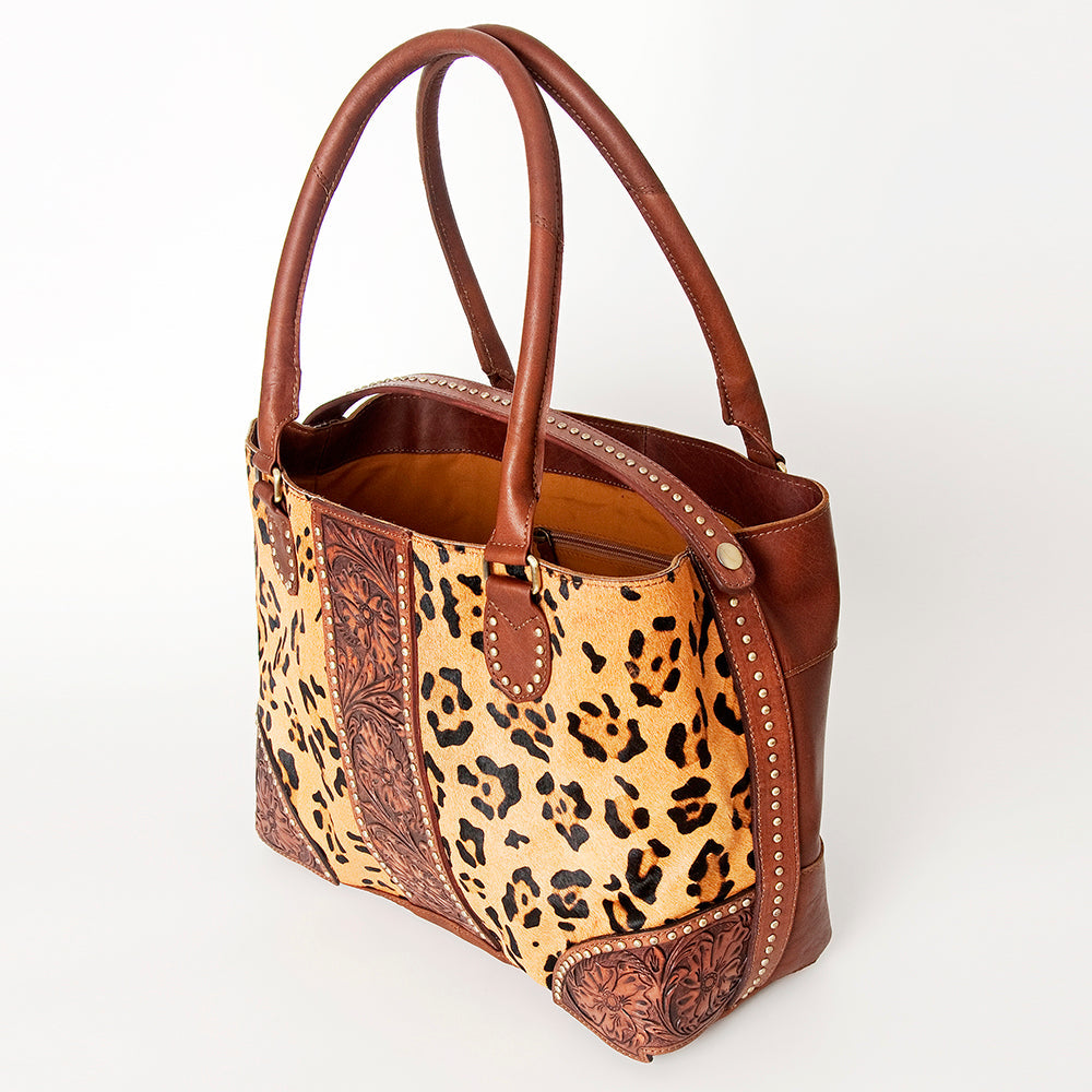 American Darling Tote Hand Tooled Hair On Genuine Leather Women Bag Western Handbag Purse