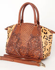 American Darling ADBGI182A Tote Hand Tooled Hair On Genuine Leather women bag western handbag purse