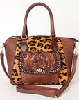 American Darling ADBGI187A Tote Hand Tooled Hair On Genuine Leather women bag western handbag purse