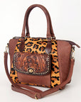 American Darling ADBGI187A Tote Hand Tooled Hair On Genuine Leather women bag western handbag purse