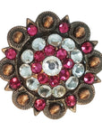 Western Screw Back Concho  Pink w/ White Berry Copper Cowgirl Hilason