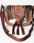 American Darling ADBGZ390A Cross Body Hand Tooled Hair On Genuine Leather women bag western handbag purse