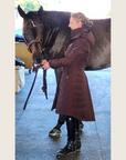 Chocolate Brown Duck Down Riding Coat with Velvet Collar