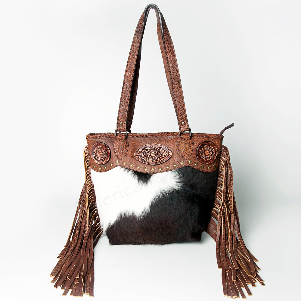American Darling ADBGZ396C Tote Hand Tooled Hair On Genuine Leather women bag western handbag purse
