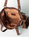 American Darling ADBGZ396C Tote Hand Tooled Hair On Genuine Leather women bag western handbag purse