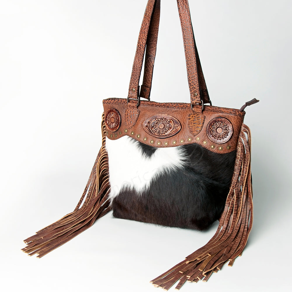 American Darling ADBGZ396C Tote Hand Tooled Hair On Genuine Leather women bag western handbag purse