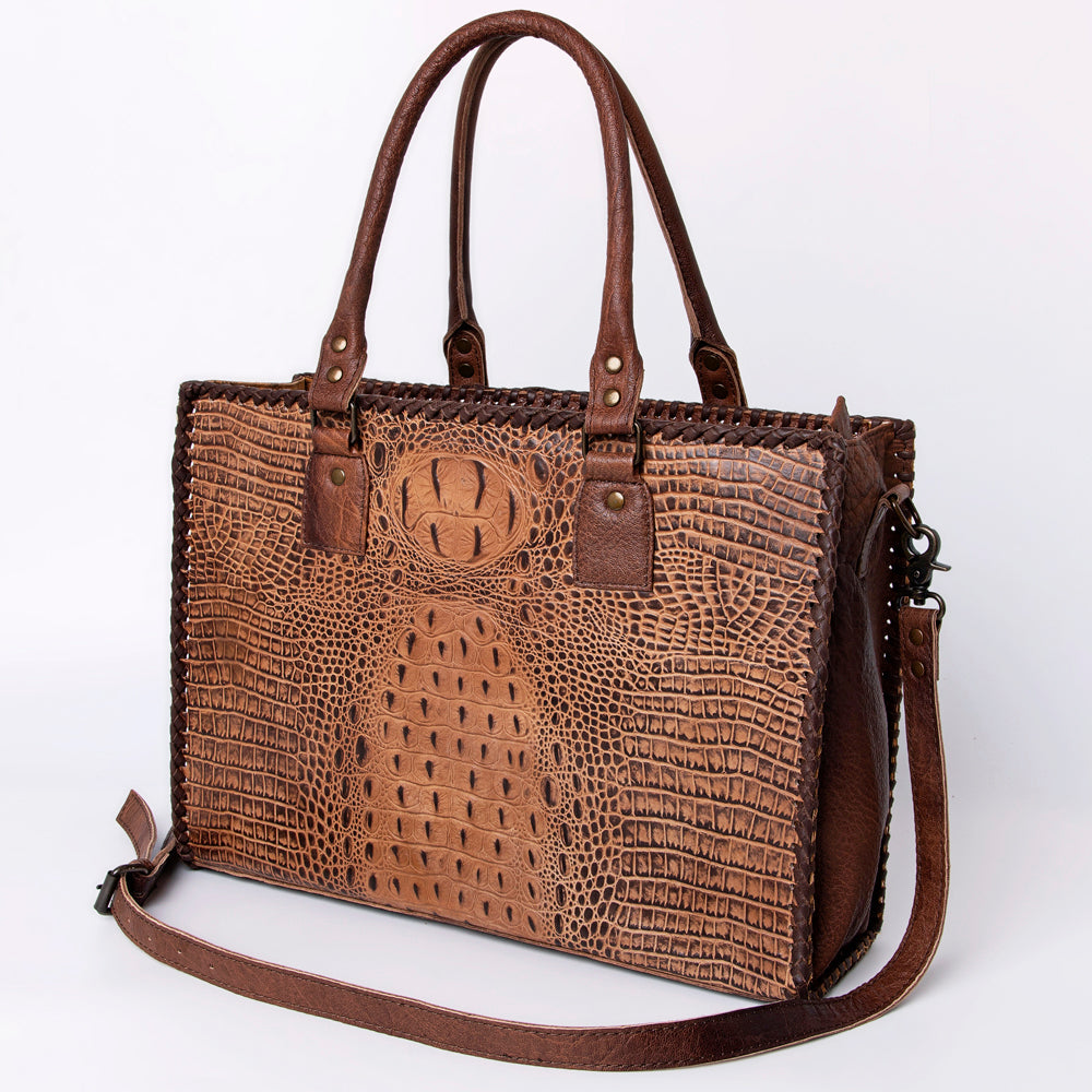 American Darling Briefcase Hand Tooled Genuine Leather Women Bag Western Handbag Purse