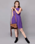 American Darling ADBGZ279A Cross Body Hand Tooled Hair On Genuine Leather women bag western handbag purse