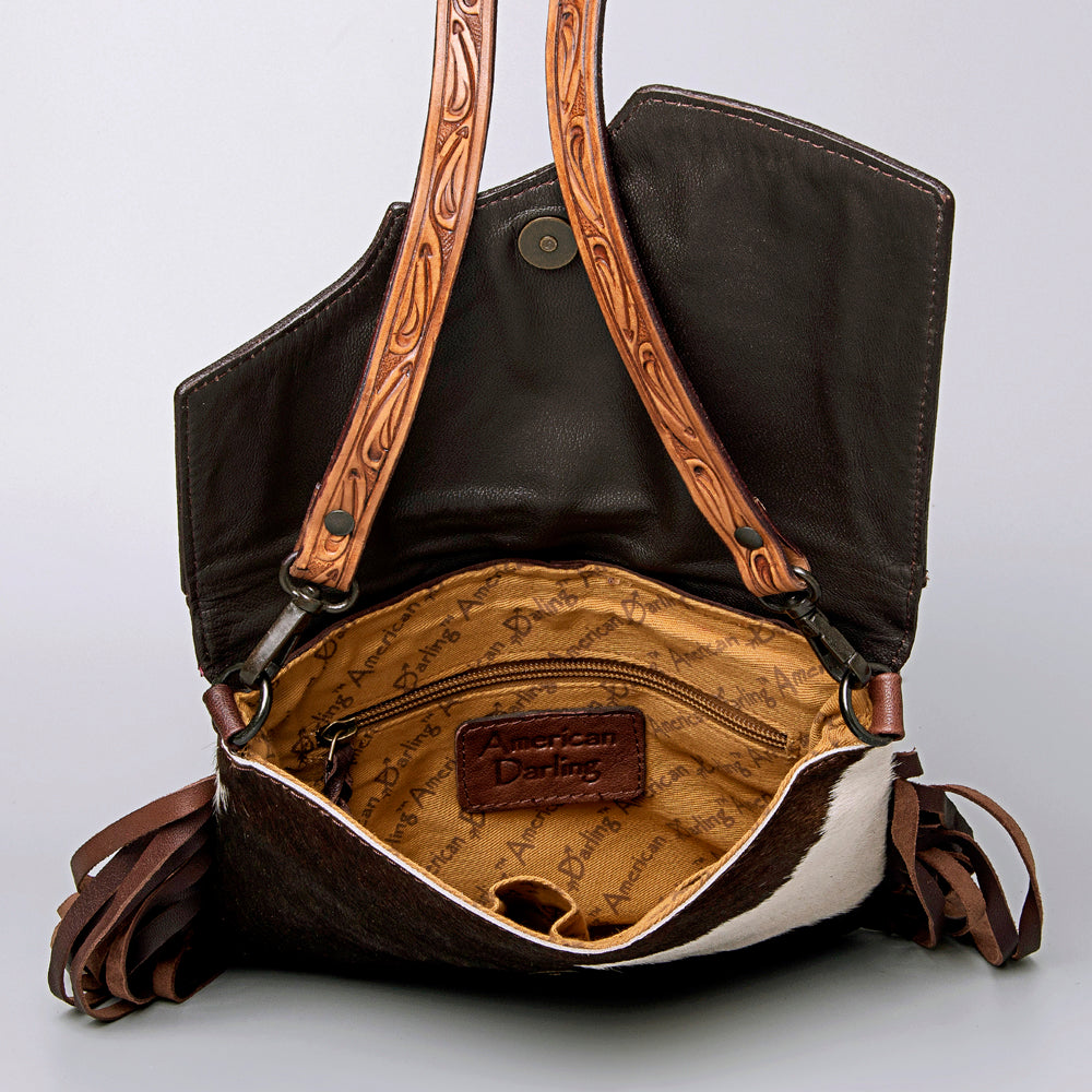 American Darling ADBGZ279A Cross Body Hand Tooled Hair On Genuine Leather women bag western handbag purse