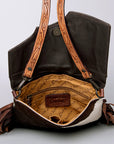 American Darling ADBGZ279A Cross Body Hand Tooled Hair On Genuine Leather women bag western handbag purse