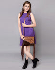 American Darling ADBGZ279A Cross Body Hand Tooled Hair On Genuine Leather women bag western handbag purse