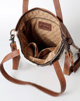 American Darling ADBGZ434B Tote Hand Tooled Hair On Genuine Leather women bag western handbag purse