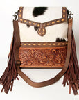 American Darling ADBGZ465B Cross Body Hand Tooled Hair On Genuine Leather women bag western handbag purse