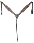 Hilason Western American Leather Horse Floral Headstall Breast Collar Tack Set