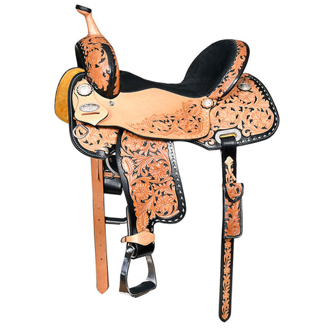 Hilason Western Horse Barrel Racing Trail American Leather Saddle Tan Tack