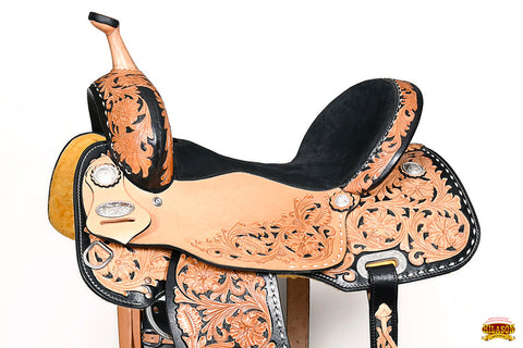 Hilason Western Horse Barrel Racing Trail American Leather Saddle Tan Tack