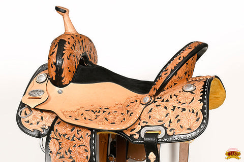 Hilason Western Horse Barrel Racing Trail American Leather Saddle Tan Tack