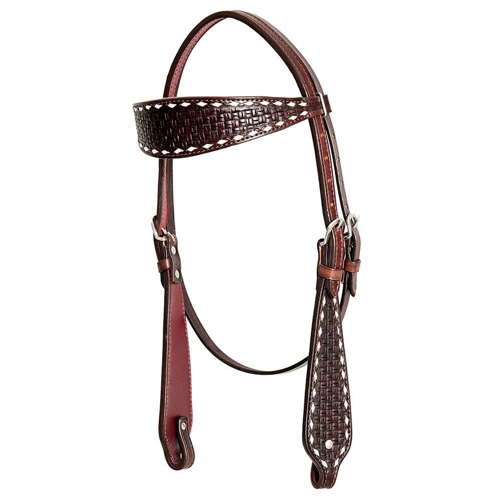 HILASON Western Horse Genuine Leather Headstall &amp; Breast Collar With Side BuckStitch Brown